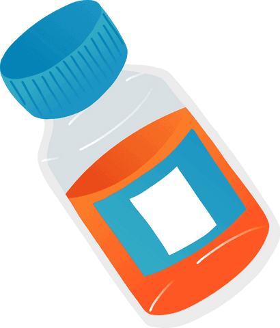 Pill bottle illustrating pharmaceutical packaging on transparent background