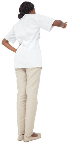 Transparent Image of African American Female Nurse Pointing on White Background - Download Free Stock Videos Pikwizard.com