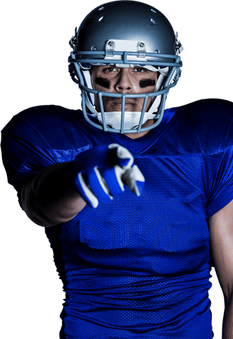 Transparent american football player pointing forward