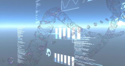Digital DNA Strand with Data Interfaces Background - Download Free Stock Images Pikwizard.com
