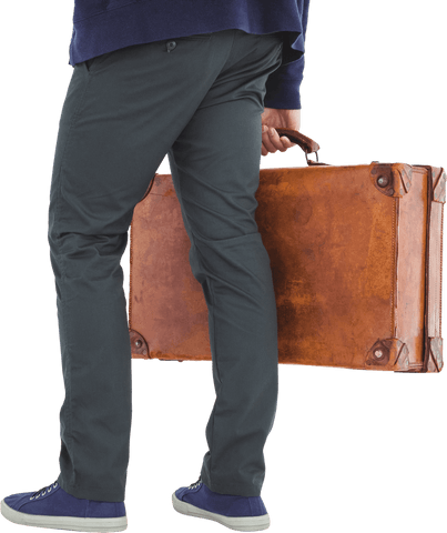 Transparent View of Man with Vintage Briefcase Ready for Travel - Download Free Stock Videos Pikwizard.com