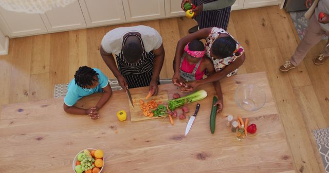 Family Cooking Together in Kitchen from Above View - Download Free Stock Images Pikwizard.com