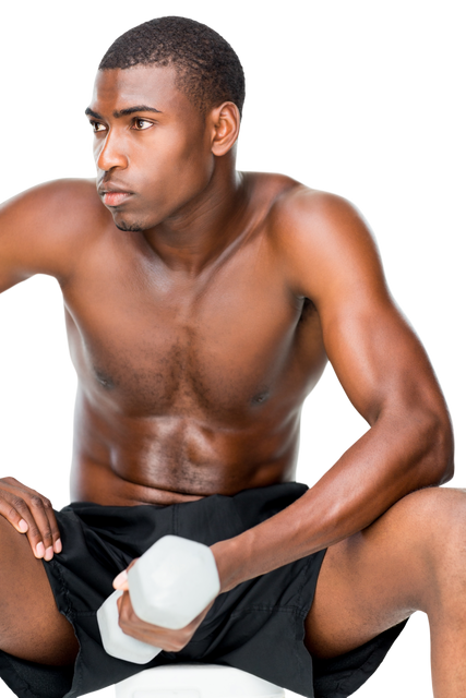 Determined Shirtless Man with Dumbbell on Transparent Background - Download Free Stock Videos Pikwizard.com