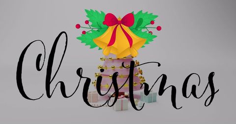 Festive Christmas Greeting with Bells and Gift Decor