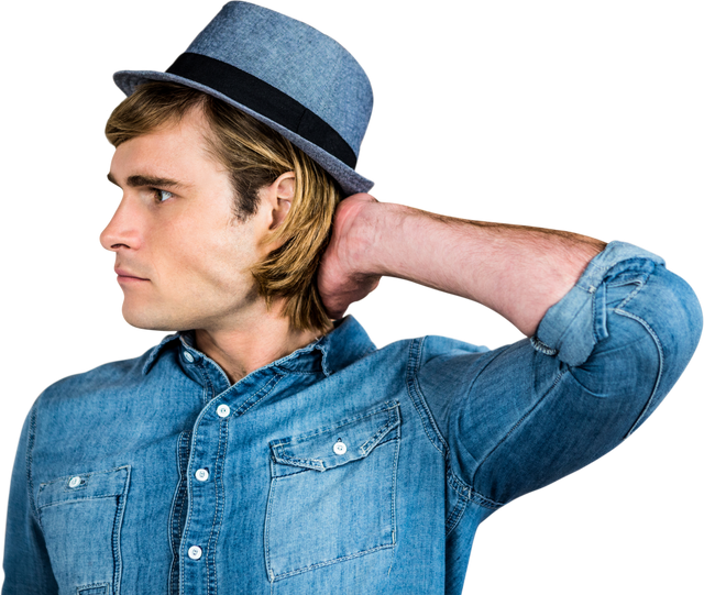 Stylish Man in Denim with Transparent Background Contemplating - Download Free Stock Videos Pikwizard.com