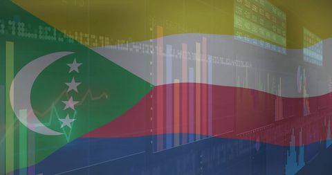 financial graphs overlaid with flag of comoros for economic analysis - Download Free Stock Images Pikwizard.com