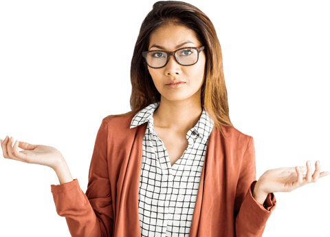 transparent confused businesswoman shrugging in eyeglasses - Download Free Stock Videos Pikwizard.com