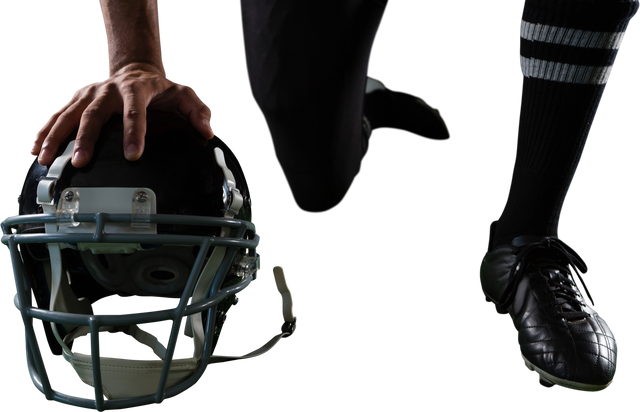 Close-Up of American Football Player Resting Hand On Helmet - Download Free Stock Videos Pikwizard.com