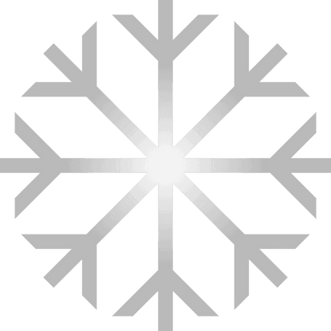 Metallic snowflake icon on transparent background