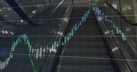 Financial Data Visualization Over Escalator Background
