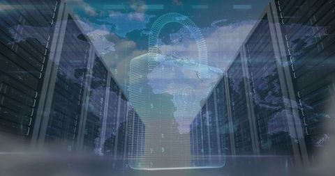 Futuristic Cybersecurity in Modern Data Center with Digital Locks - Download Free Stock Images Pikwizard.com