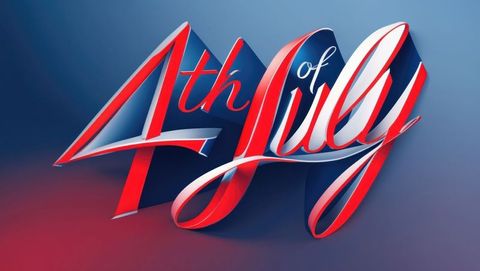 3D 4th of July Text with Patriotic Theme and Modern Design