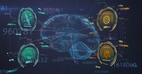 Digital Brain Interface with DNA and Scientific Data - Download Free Stock Images Pikwizard.com