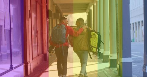 Gay Couple Walking Embracing on City Street - Download Free Stock Images Pikwizard.com