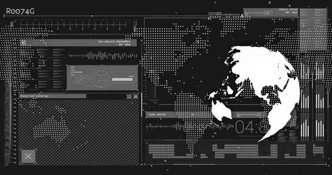 Futuristic Global Analytics and Data Visualization Interface