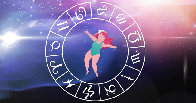 Horoscope and Zodiac Sign Wheel with Evening Sky - Download Free Stock Images Pikwizard.com