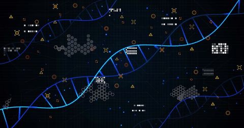 Digital DNA Strands on Futuristic Network Background - Download Free Stock Images Pikwizard.com