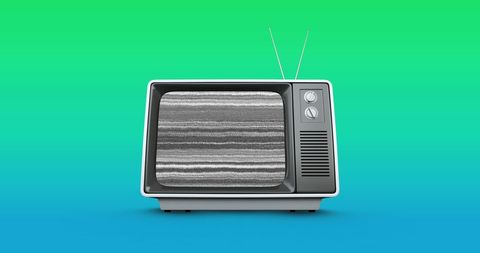 Retro TV with Glitch Screen on Gradient Background - Download Free Stock Images Pikwizard.com