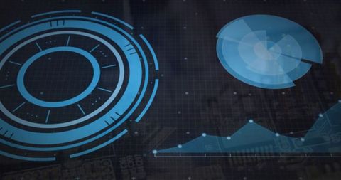 Futuristic digital data visualization interface with graphs