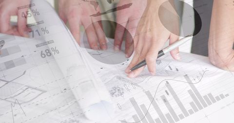 Collaboration on Engineering Plans with Statistical Overlay - Download Free Stock Images Pikwizard.com