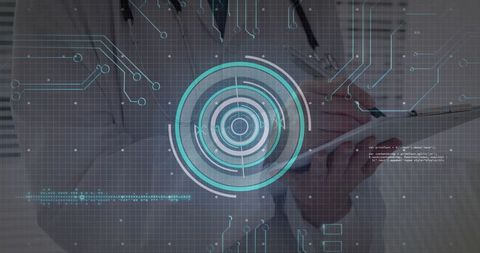 Physician Interacting with Futuristic Medical Digital Interface