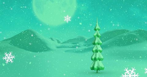 Green Winter Wonderland with Snow-covered Pine Tree