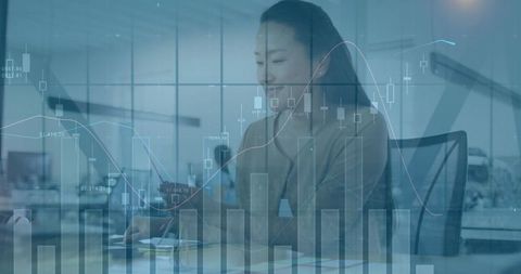 Business professionals analyzing financial growth charts digital interface