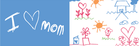 Vector i love mom design with childlike elements on transparent background