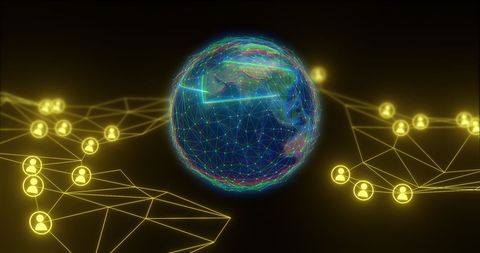 Glowing Network Connections on Digital Globe Illustration