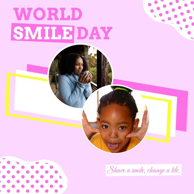 Happy Faces Celebrating World Smile Day on Colorful Background - Download Free Stock Templates Pikwizard.com