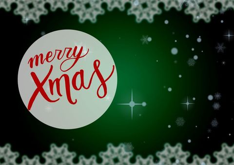 merry xmas text on snowy green background - Download Free Stock Templates Pikwizard.com