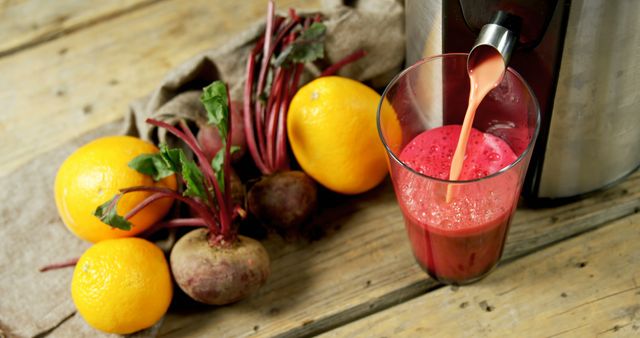 Freshly Squeezed Beetroot and Orange Juice Pouring into Glass - Download Free Stock Images Pikwizard.com