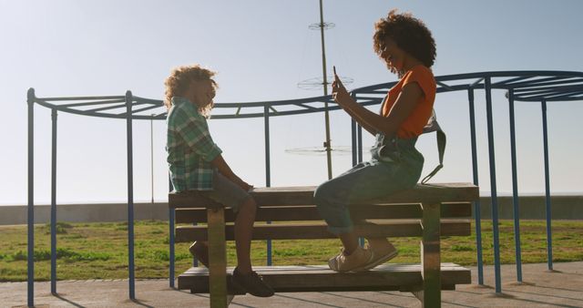 Mother and Son Spending Time Together at Playground - Download Free Stock Images Pikwizard.com