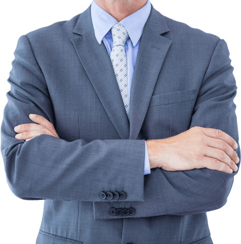 Transparent Midsection Businessman Standing Arms Crossed Confidently