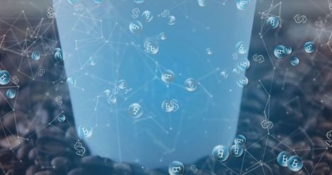 Cryptocurrency bubbles with coffee bean background