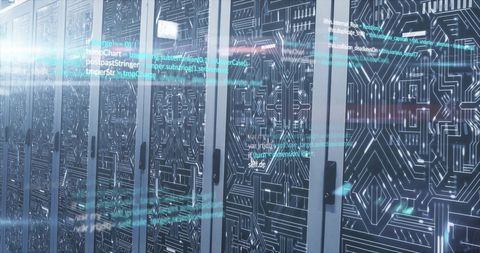 programming code overlay on server racks - Download Free Stock Images Pikwizard.com