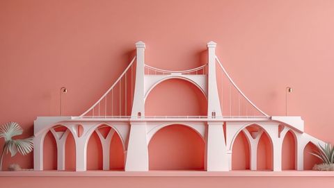 Minimalist pink and white bridge model in stylish interior, knoxville concept