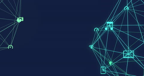 Digital Network Icons and Global Connections Visualization