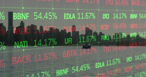 Stock Market Data Overlay with Urban Cityscape - Download Free Stock Images Pikwizard.com