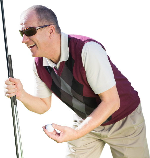 Happy Caucasian Male Golf Player with Sunglasses on Transparent Background - Download Free Stock Videos Pikwizard.com