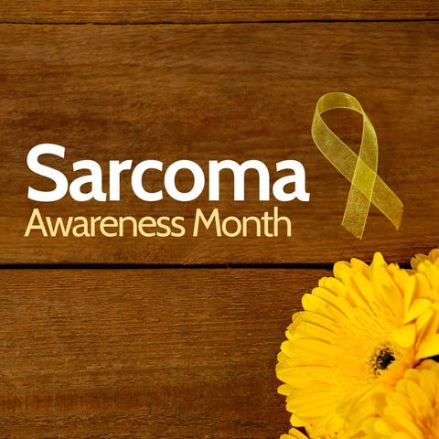 sarcoma awareness month with yellow ribbon and flowers on wooden background - Download Free Stock Templates Pikwizard.com