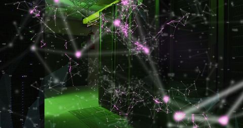 Abstract Network Overlay on Data Center Servers - Download Free Stock Images Pikwizard.com