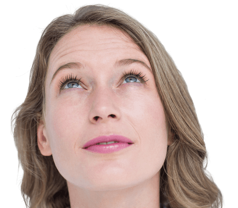 Thoughtful Woman Looking Up, Transparent Background