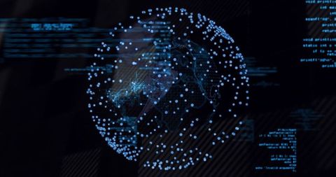 Translucent Digital Globe with Data and Network Visualization