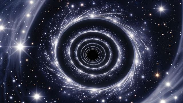 Glowing Black Hole Distorting Spacetime in Deep Space