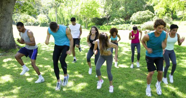 Group Fitness Training Outdoor in Sunny Park - Download Free Stock Images Pikwizard.com