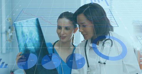 Medical Professionals Analyzing X-Ray with Digital Analytics Overlay - Download Free Stock Images Pikwizard.com