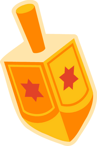 Playful Dreidel Icon with Stars on Transparent Background