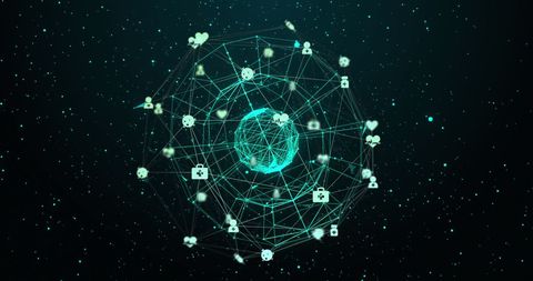 Digital Globe with Futuristic Network and Icons - Download Free Stock Images Pikwizard.com