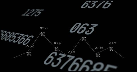 White Line Graph with Trend Markers on Black Backdrop